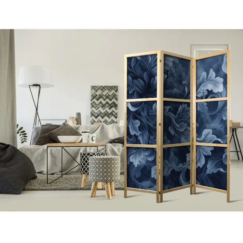  Japanski paravan - Abstract Ornaments - Dark Blue Victorian Leaves 135x172 Cijene