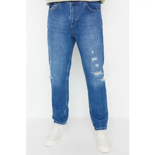 Trendyol Men's Indigo Relax Fit Destroyed Jeans