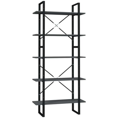 VidaXL 5-nadstropna knjižna omara siva 80x30x175 cm iverna plo&amp;scaron;ča Slike