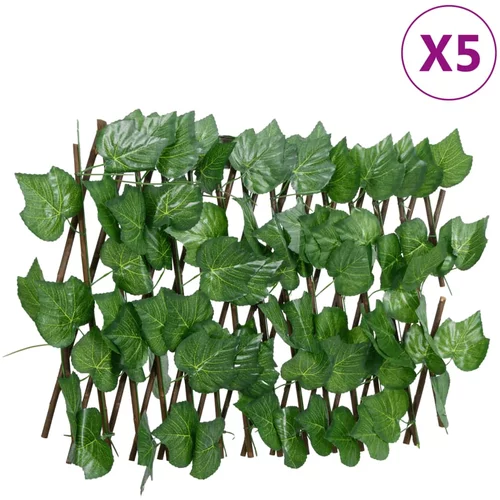vidaXL Umetna trta raztegljiva ograja zelena 5 kosov 180x30 cm