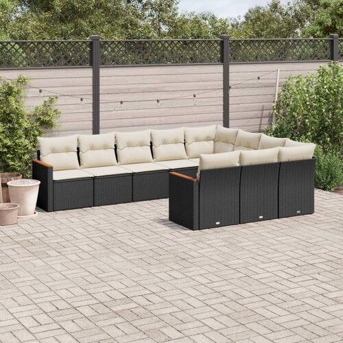  10-dijelni set vrtnih sofa s jastucima crni od poliratana Cijene