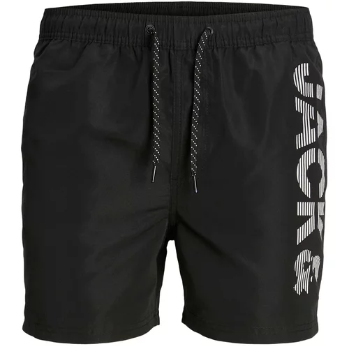 Jack & Jones Kratke kopalne hlače 'Fiji' črna / bela