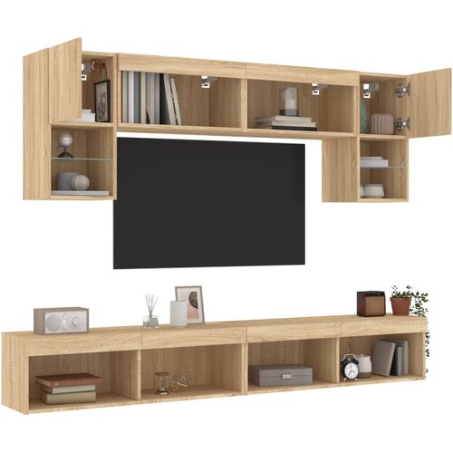 vidaXL Komplet TV omaric LED 6-delni sonoma hrast inženirski les Cene