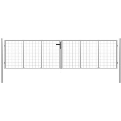 vidaXL Vrtna vrata pocinkano jeklo 415x175 cm srebrna Cene