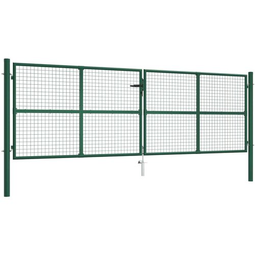 VidaXL Mrežasta vrtna vrata čelična 400 x 125 cm zelena Slike