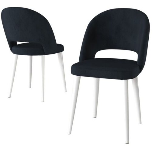 Hanah home set trpezarijskih stolica Pane 4 kom, antracit tkanina Babyface, bele metalne noge Slike