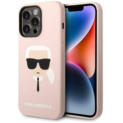 Karl Lagerfeld magsafe ovitek KLHMP14LSLKHLP za iphone 14 pro roza silikonska zaščita - karls head Cene
