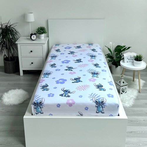 Jerry Fabrics Napenjalna enojna bombažna otro&amp;scaron;ka rjuha 90x200 cm Lilo and Stitch &amp;ndash; Slike