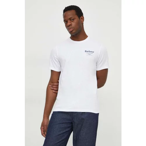 Barbour Pamučna majica za muškarce, boja: bijela, s tiskom