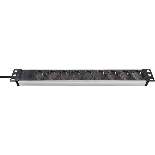 Brennenstuhl 1390007009 razdelilna letev 19&amp;#039;&amp;#039; 9-kratni aluminij\, črna vtičnica 1 kos, (20828947) Slike