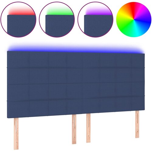 Maison Chic led posteljno vzglavje - vzglavna omarica - nočna omarica modro 180x5x118/128 cm blago, (21712052) Slike