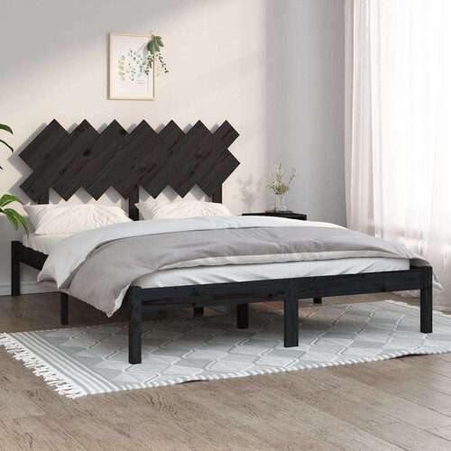  Posteljni okvir črn 140x190 cm trden les, (20646567) Slike
