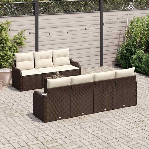  Sjedeća garnitura za vrt 8 kom. 7-Broj sjedala Smeđa i krem 231 x 62 x 85 cm Slike
