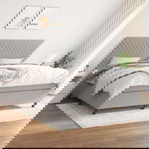 Box spring postelja z vzmetnico svetlo siva 160x200 cm žamet, (20930572) Cene