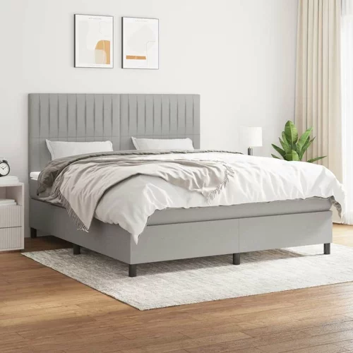  Box spring postelja z vzmetnico svetlo siva 160x200 cm žamet, (20930572)
