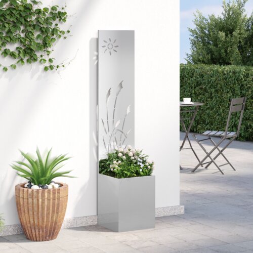 VidaXL Vrtni Sadič s Dekorativnom Pločom Srebrna 32 x 140 cm Slike