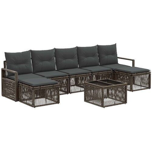 vidaXL Vrtna sedežna garnitura 8 pcs Siva poli ratan, (5000270486) Cene