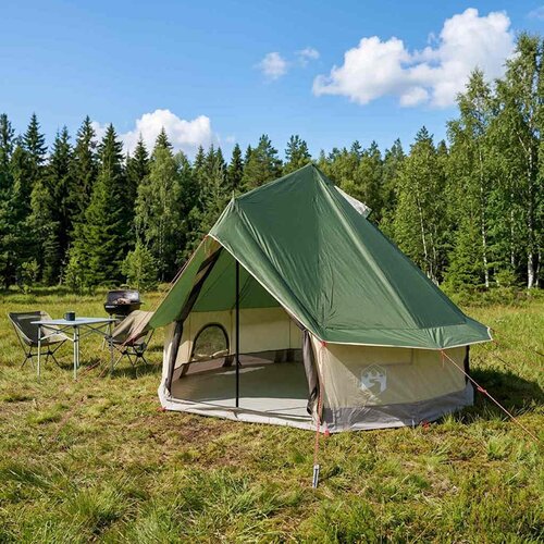 Tipi &scaron;ator s krovom Zelena 250 x 250 cm Poliester i čelik Cene