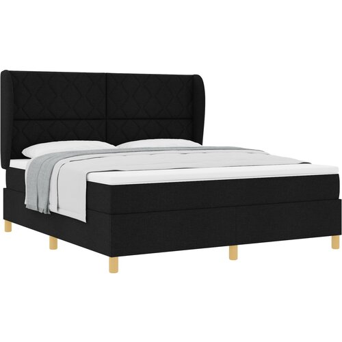 vidaXL Box Spring postelja z vzmetnico Črna 180x200 cm Tkanina, (22051660) Cene