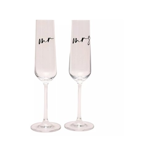 Widdop &amp;amp; Co. Amore - Ča&amp;scaron;e set 2 - Amore, Flute Black Words, Mr and Mrs, Champagne Slike
