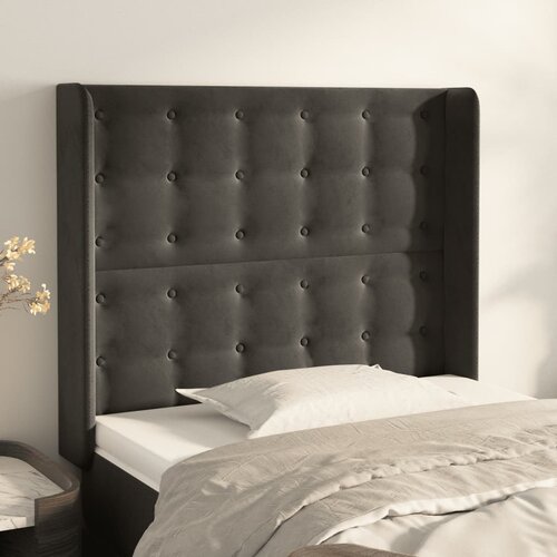  Uzglavlje s ušima tamnosivo 103x16x118/128 cm baršunasto Cene