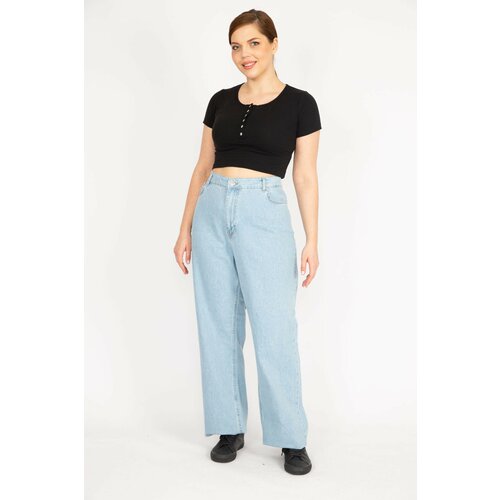 Şans Women's Blue Plus Size 5 Pockets, Lycra-Free Jeans. Slike