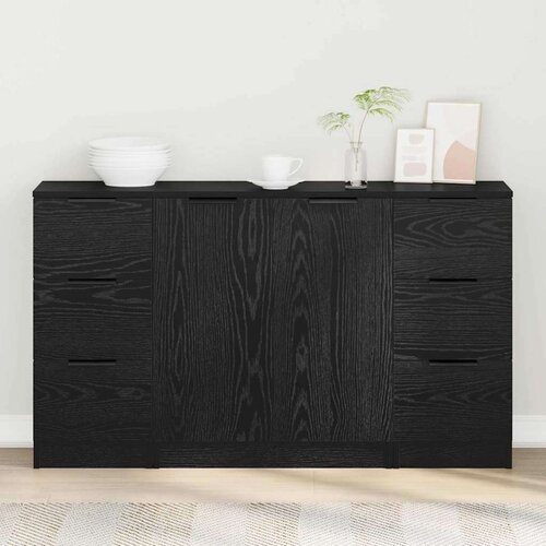 vidaXL Ormarić / Komoda s ladicama 3 pcs Crni hrast 121 x 30 x 70 cm Cijene