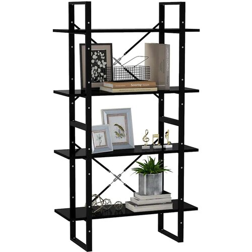  za knjige 4 razine crni 80x30x140 cm konstruirano drvo Slike