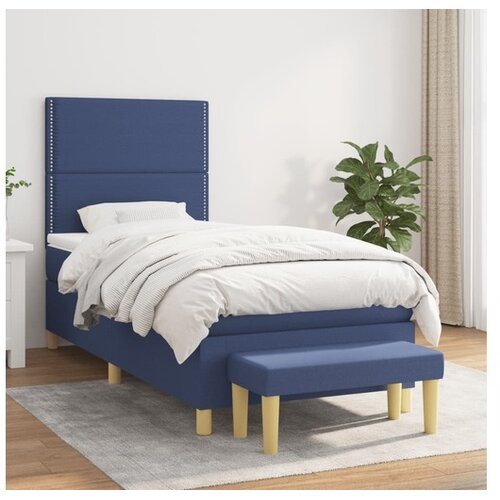  Box spring postelja z vzmetnico modra 100x200 cm blago Cene