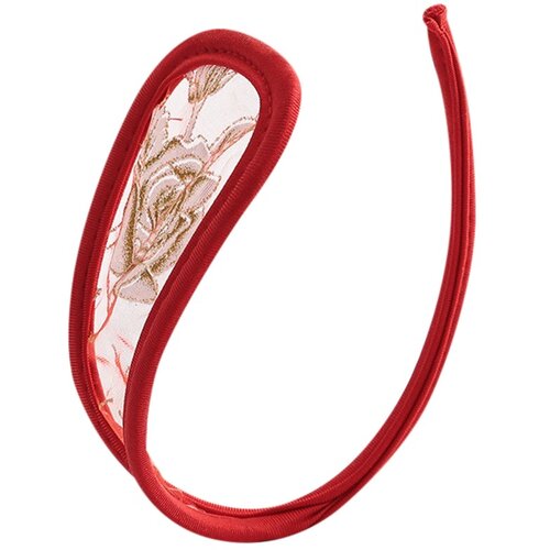 STD Invisible Strapless C-String Transparent Floral Lace Red Slike
