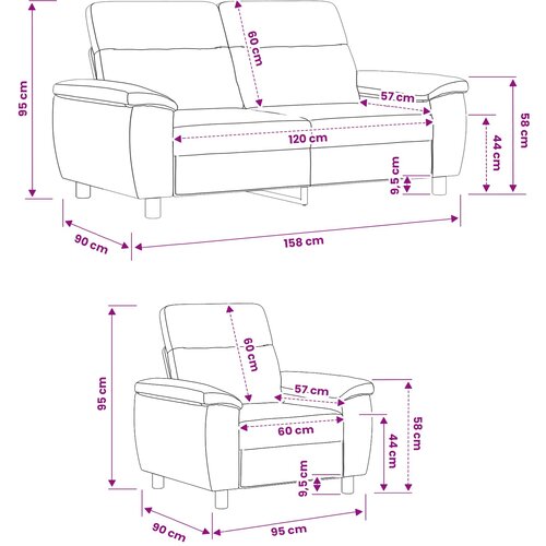  Set sofe 2 pcs Sivosmeđa Tkanina Slike