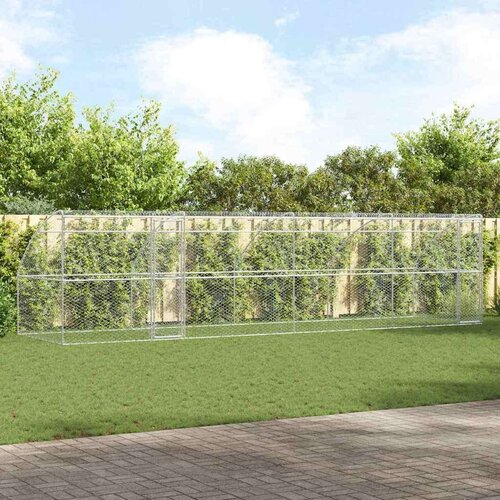  Kućica za pse s pohranom 4 pcs Srebrno 8 x 2 x 2 m Čelik Cijene