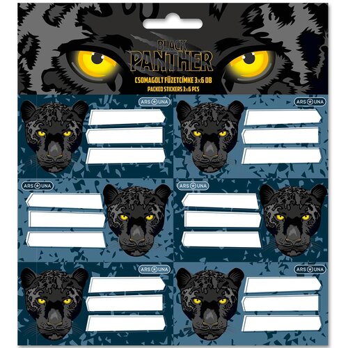 Ars Una Black Panther pakirane nalepke za zvezke 3x6 kosov Slike
