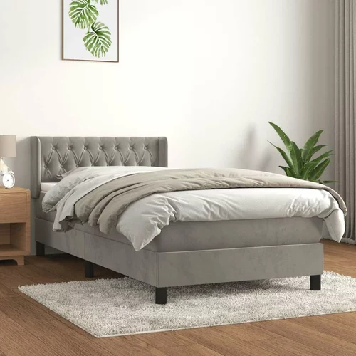 Box spring postelja z vzmetnico svetlo siva 100x200 cm žamet, (20894277)