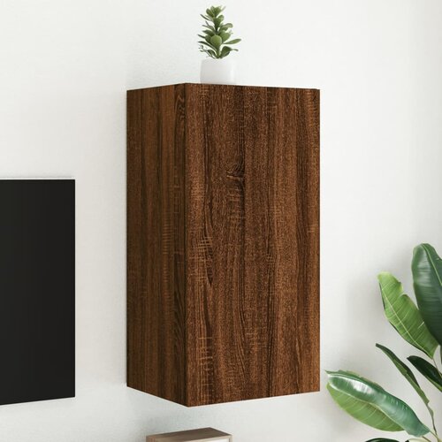 VidaXL Zidni TV ormarić s LED svjetlima boja hrasta 40 5x35x80 cm Slike