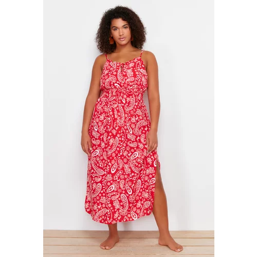 Trendyol Curve Multi Color Patterned Woven Beach Dress
