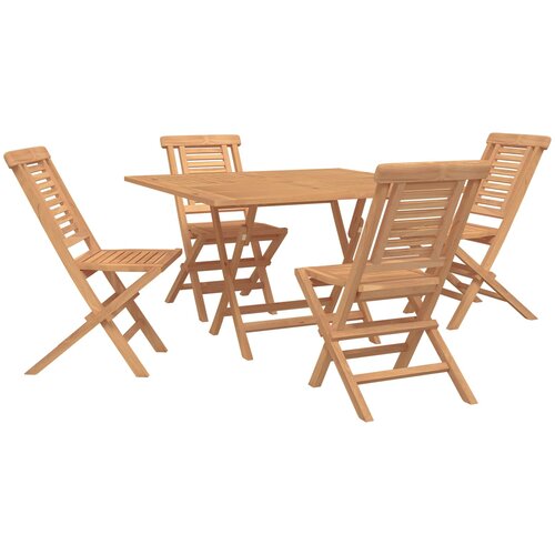  Vrtni set 5 kom. Smeđa Čvrsto teak drvo Slike