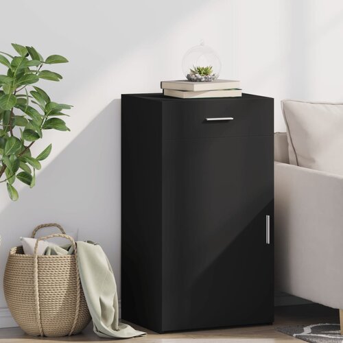 VidaXL Komoda črna 50x42,5x93 cm inženirski les Slike