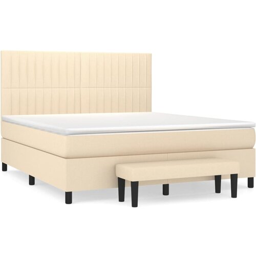 vidaXL Box spring postelja z vzmetnico krem 180x200 cm blago, (20893593) Cene