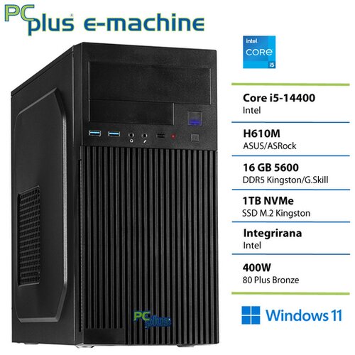 PCPLUS namizni računalnik e-machine i5-14400/16GB/SSD 1TB/Windows 11 Pro/Intel integrirana/148175 Slike