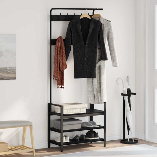 VidaXL Vje&amp;scaron;alica za kapute s policom Crni hrast 75 x 34 x 184 cm Slike