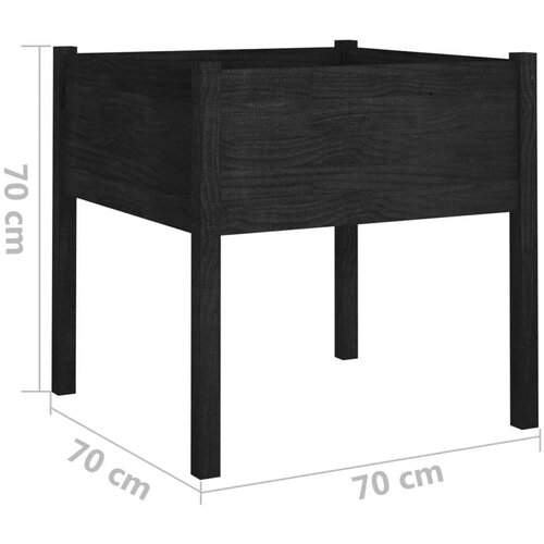 vidaXL vrtne sadilice 2 kom crne 70 x 70 x 70 cm od masivne borovine Cene