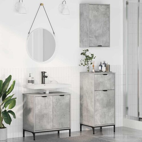 VidaXL Set namje&amp;scaron;taja za kupaonicu 3 pcs Beton siva 39.5 x 36 x 88 cm Slike