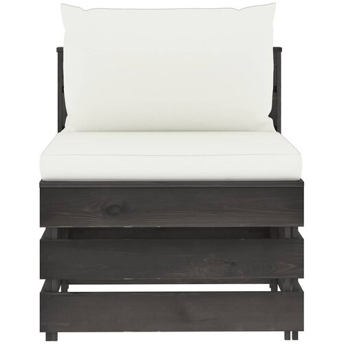  Modularna srednja sofa s jastucima od sivo impregniranog drva Krema Slike