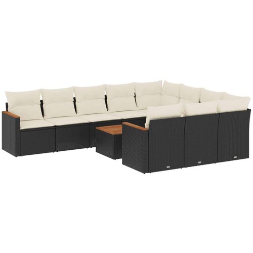 vidaXL 11-dijelni set vrtnih sofa od poliratana s jastucima crni Cijene
