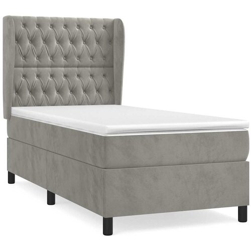 Box spring krevet s madracem svjetlosivi 80 x 200 cm bar&amp;scaron;unasti Slike