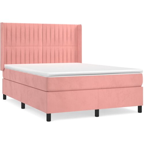 Maison Chic Box spring postelja - Vzmetna postelja z vzmetnico roza 140x190 cm žamet SL21296, (21881082) Cene