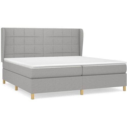  Krevet s oprugama i madracem svjetlosivi 200 x 200cm od tkanine Slike