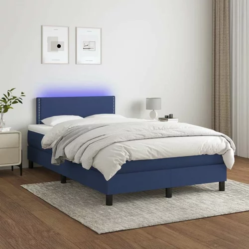  Box spring postelja z vzmetnico LED modra 120x200 cm blago, (20724009)