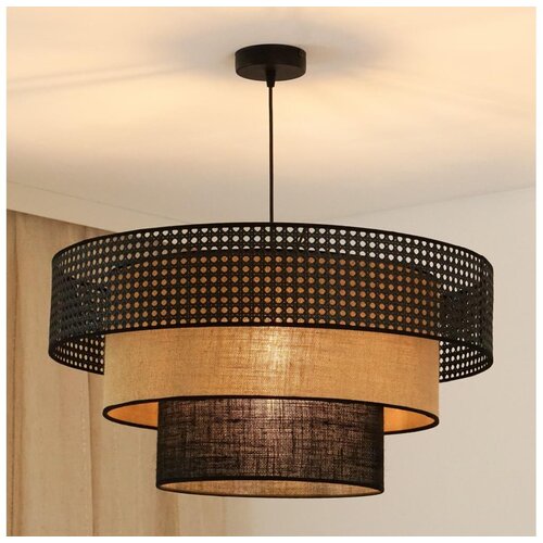  Brilagi - Visilica na sajli DAKOTA LUNETA 1xE27/15W/230V prečnik 60 cm crna/ratan Cene